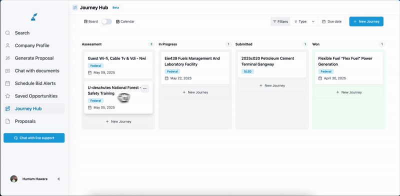 Journey Hub – Manage contracts from discovery to delivery